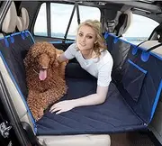 H HOH-Tech Back Seat Extender for Dogs,Hard Bottom Dog Car Seat Cover for Back Seat Bed,Anti-Scratch Dog Hammock for Car Travel,Backseat Portable Car Camping Pad for SUV Truck (Blue)