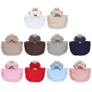 Trendy Baby Bibs Headbands Set Newborn Bow Hair Tie with Dribble Catcher Gift