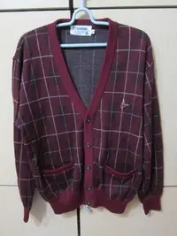 在飛比找Yahoo!奇摩拍賣優惠-衣市藍~LIUKOO V領羊毛外套 (M~暗紅格紋~) (2