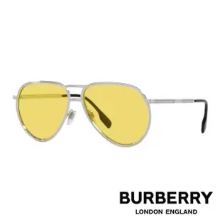 【BURBERRY 巴寶莉】金屬經典飛行員太陽眼鏡(BE3135-100585 59mm)