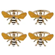 4x Urban Bee Napkin Ring Holder Dining Table Organiser Home Decor Black/Yellow
