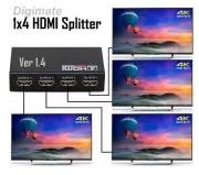 New 1x4 HD1080P 3D V1.4 HDMI Splitter Duplicator Amplifier Extender