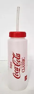 Vintage Coca Cola Classic Logo Sports Coke Water Bottle With Straw