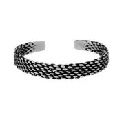999 Silver Chain Link Pattern Hill Tribe Adjustable Bangle - 81stgeneration