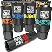 Arwealxs 5PCS Spark Plug Socket Set, 3/8" Drive 6-Point Thin Wall Spark Plug Sockets, 14mm 18mm 5/8-inch 3/4-inch and 13/16-inch