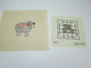 Lot of 2 Hand Painted Needlepoint Canvas TEDDY BEAR Calico SHEEP LAMB