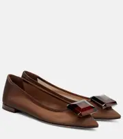 [Gianvito Rossi] Gianvito Rossi Jaipur embellished ballet flats AU 5 brown