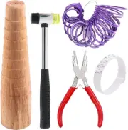 5Pcs Jewelry Tool Sets Including Wooden Bracelet Sizing Bangle Mandrel, Jewelry