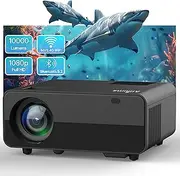 Alliums Portable Projector Native 1080p Full HD, 300 Inch Display, 12000 Lumens, 12000:1 Contrast, 5G/2.4G Wi-Fi, 5.2 BT, 10W Hi-Fi Speakers, HDMI/USB/AV for Home Theater Gaming Black