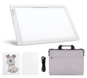 Rechargeable A4 LED Light Pad with Padded Case, Tracing Light Box w/Riser Sta...