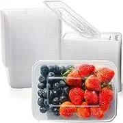 KESERLIG 50 Pack Rectangular Plastic Covered Takeaway Box Container, 500ml, Microwave Safe, Airtight, Temperature Resistant, Minimalist Style, Takeaway Container