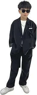 [Kromoc] Boys' 2-Piece Suit Single Breasted Notch Lapel Jacket Trousers for Daily Leisure Christmas Tuxedos