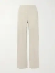 [ÉTERNE] ÉTERNE - Embroidered Cotton-blend Jersey Straight-leg Track Pants - Cream - small small Cream