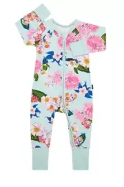 NEW BONDS Girls floral bloom Flower Market Mint Wondersuit zippy - 0 / 6- 12mths