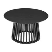 Vanessa Coffee Table Round Slat Base 90cm Black