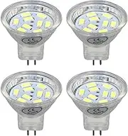 MR11 Light Bulbs, 4Pcs 3W 300lm Universal Base 120° Lighting Angle MR11 Flood Light 9 LED No Flicker No Glare 360° Heat Dissipation Easy to Install Led Halogen Replacement Bulbs(Cold White)