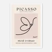 Galrie Pablo Picasso Animal Series Minimalist Line Art Print for Modern Decor, White Frame, A0 84 x 119cm (33 x 47inch)