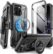 SUPCASE for iPhone 16 Pro Case with Stand (UBPro Mag), [Support MagSafe] [Built-in Screen Protector & Belt Clip] [Military-Grade Protection] Magnetic Case for iPhone 16 Pro 6.3'' 2024, Black