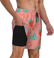[AFHYZY] Mens Swim Trunks Short with Compression Liner 7 Inch Swimwear Bathing Suits Beach Board Shorts