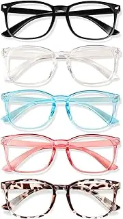 WinToo Blue Light Blocking Glasses, Computer Reading/Gaming/TV/Phones Glasses for Men Women,Anti Eyestrain UV Glare (5/1Pair)
