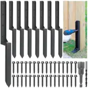 Heavy Duty Steel Fence Post Repair Stakes, Anchor Ground Spike, for Black