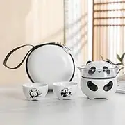 Cute Panda Mini Tea Set - Travel Bag, Kung Fu Teapot & 3 Ceramic Teacups - Perfect for Home, Office, and Tea Lovers