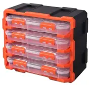 Tactix 4-BOXES STORAGE TOWER 184x324x382mm Removable Dividers ORANGE/BLACK
