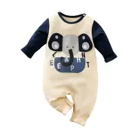 在飛比找momo購物網優惠-【JoyNa】嬰兒 純棉長袖包屁衣 大耳象連身衣(肩扣下扣.