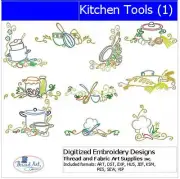 Embroidery Design Set - Kitchen Tools(1) - 10 Designs - 9 Formats - USB Stick