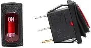 AEHON New On Off Rectangle Long Rocker Switch with Waterproof IP67 Cover Car Dash SPST KCD3 3PIN(Red ON Off Mark)