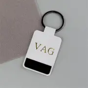 White Personalised Initials Keyring