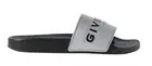 Givenchy Silver Rubber Black Logo Print Slide On Pool Sandal Flip Flop Flat 38