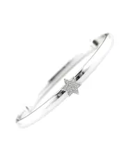 Silver 0.09 ct. tw. Diamond Star of Davic Bangle Bracelet NoSize NoColor