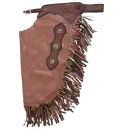 Western Chink Suede Leather Floral Tooled Chaps for Adults Free Shipping.