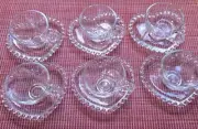 Set of 6 Ribbed Bubble Rope Handle Tea Punch Cups w/ Heart Saucer measures Cups