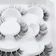 Clear Band False Eyelashes D Curl Russian Stripes False Eyelashes Manga Lashes Natural Looking False Eyelashes That Look Like Individual Clusters Wispy Mink Eye Lashes Pack (DZG666)