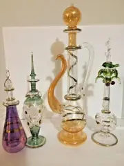 Egyptian Empty Perfume Blown Glas Bottles Set Of 4 Winter Collection