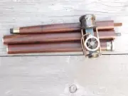 Vintage Steam Engine Model Brass Handle Wooden Walking Stick Cane Steampunk