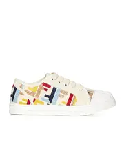Fendi Kids Domino Logo Embroidered Low-Top Sneakers 30 White