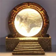 Atlantis Stargate Mirror LED Night Light Star Gate 3D Time Tunnel Ring Mirror Movie Replica Model Cospaly Halloween Party Prop Resin Collectable Toy Home Decor