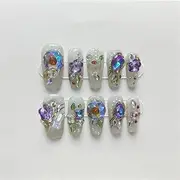 Hand Pressed Nails Reusable Fake Nail Design Full Coverage Artificial Manicure Wearable