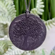Shungite Pendent Necklace Tree of Life Wearable EMF Protection Crystal