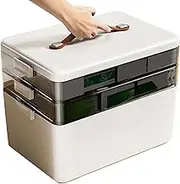 Family Pill Organizer | Portable Pill Box with 3-Layer | Desk Storage Case, Damp-Proof Tablet Container for Dressing Table, Bathroom, Camping