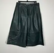 Closed Wilda Wide Leg Lamb Leather Culottes Shorts Agave Dark Green NWT Size 28