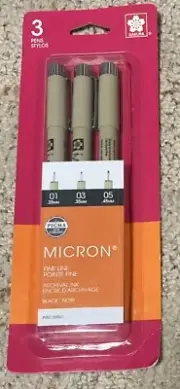 Sakura Pigma Micron Pens Assorted 3/Pkg-Black