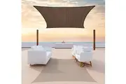 Rectangle Sun Shade Sail Fabric Garden Patio Pool Awning Canopy Cover Coffee