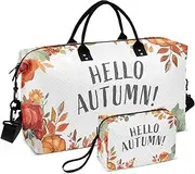 [ZRYSMY] Duffel Bag for Traveling, Autumn Harvest Pumpkins Travel Bag Gym Bag, with Multiple Interior Pockets Shoulder Weekender Bag for Women Men with Toiletry Bag 20.5L x 1.9W x 13.8H, Multi-Colored