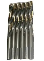 6 PC Cle-Line C23848 135° Heavy Duty Mechanics Length Drill Bits 11/32 Black Gld