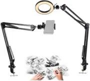 Phone Ring Light, 20Cm Ring Light with 2 Suspension Arm Stand for Mobile Phone,