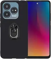 FZZSZS Cover for ZTE Optus X Tap 3, Soft Black TPU Protective Cover Silicone Protection Bumper Shell with Black Kickstand 360 Ring Holde Phone Case for ZTE Optus X Tap 3 (6.6")